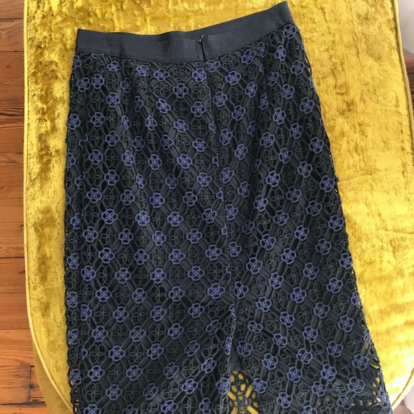 Ann Taylor Lace Blue Pencil Skirt - Picture 2 of 3